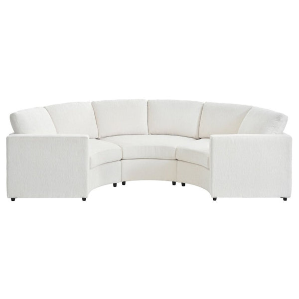 English Elm 109.4 Inch Semi Circular Chenille Sectional Sofa Deep Wraparound Seating for Living Rooms Beige WY000554AAA