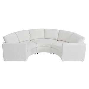 English Elm 109.4 Inch Semi Circular Chenille Sectional Sofa Deep Wraparound Seating for Living Rooms Beige WY000554AAA