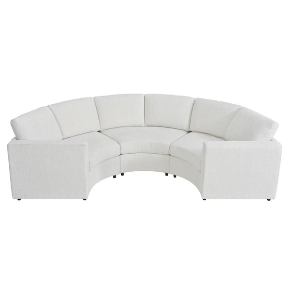 English Elm 109.4 Inch Semi Circular Chenille Sectional Sofa Deep Wraparound Seating for Living Rooms Beige WY000554AAA