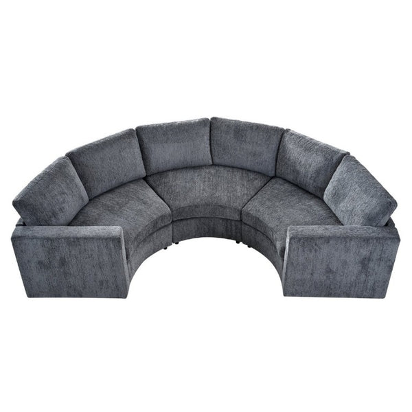 English Elm 109.4 Inch Semi Circular Chenille Sectional Sofa Deep Wraparound Seating for Living Rooms Grey WY000554AAE