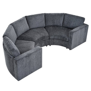 English Elm 109.4 Inch Semi Circular Chenille Sectional Sofa Deep Wraparound Seating for Living Rooms Grey WY000554AAE