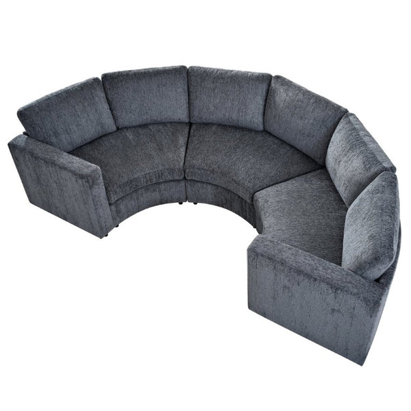 English Elm 109.4 Inch Semi Circular Chenille Sectional Sofa Deep Wraparound Seating for Living Rooms Grey WY000554AAE