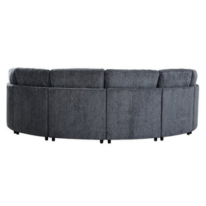 English Elm 109.4 Inch Semi Circular Chenille Sectional Sofa Deep Wraparound Seating for Living Rooms Grey WY000554AAE