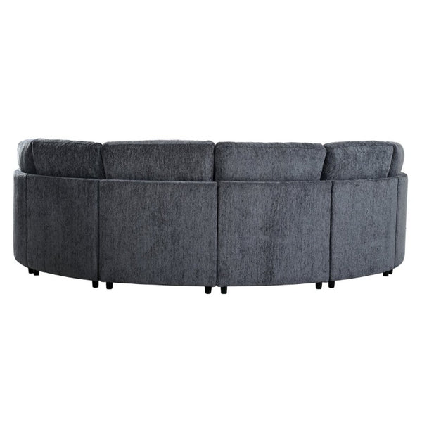 English Elm 109.4 Inch Semi Circular Chenille Sectional Sofa Deep Wraparound Seating for Living Rooms Grey WY000554AAE