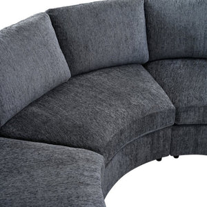 English Elm 109.4 Inch Semi Circular Chenille Sectional Sofa Deep Wraparound Seating for Living Rooms Grey WY000554AAE