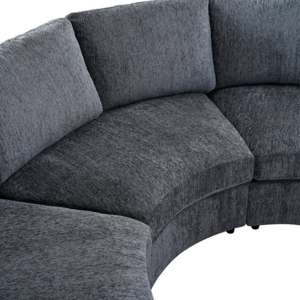 English Elm 109.4 Inch Semi Circular Chenille Sectional Sofa Deep Wraparound Seating for Living Rooms Grey WY000554AAE