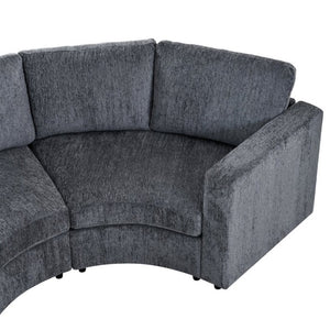 English Elm 109.4 Inch Semi Circular Chenille Sectional Sofa Deep Wraparound Seating for Living Rooms Grey WY000554AAE