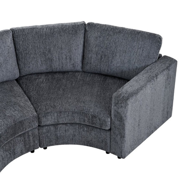 English Elm 109.4 Inch Semi Circular Chenille Sectional Sofa Deep Wraparound Seating for Living Rooms Grey WY000554AAE