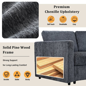 English Elm 109.4 Inch Semi Circular Chenille Sectional Sofa Deep Wraparound Seating for Living Rooms Grey WY000554AAE