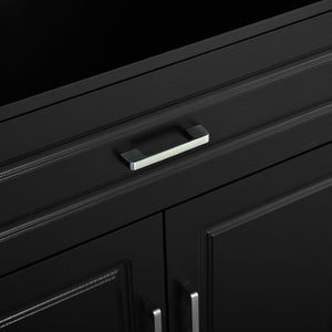 English Elm U_style Tall Freestanding Bar Cabinet with Wine Rack Stemware Holder and Soft Close Doors WY000555AAB