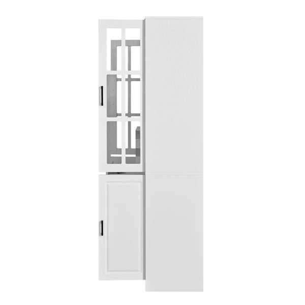 English Elm U_style 72 Inch Freestanding Bar Cabinet with App LED Lighting and Wine Storage White WY000555AAK