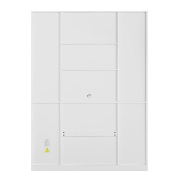 English Elm U_style 72 Inch Freestanding Bar Cabinet with App LED Lighting and Wine Storage White WY000555AAK