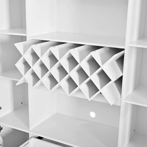 English Elm U_style 72 Inch Freestanding Bar Cabinet with App LED Lighting and Wine Storage White WY000555AAK