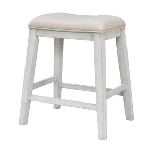 English Elm 36 Inch Farmhouse Bar Table Set with Power Outlet Open Shelves and Padded Stools WY000556AAD