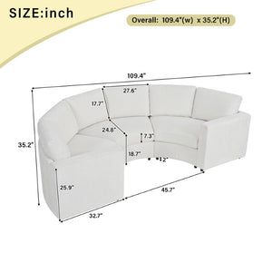 English Elm Curved Chenille Modular Sectional Six Seat Semi Circular Sofa for Modern Living Rooms WY000557AAA