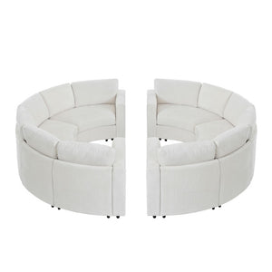 English Elm Curved Chenille Modular Sectional Six Seat Semi Circular Sofa for Modern Living Rooms WY000557AAA