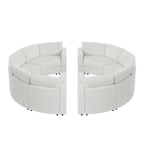 English Elm Curved Chenille Modular Sectional Six Seat Semi Circular Sofa for Modern Living Rooms WY000557AAA