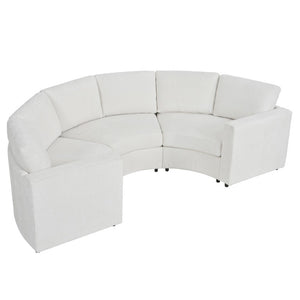 English Elm Curved Chenille Modular Sectional Six Seat Semi Circular Sofa for Modern Living Rooms WY000557AAA