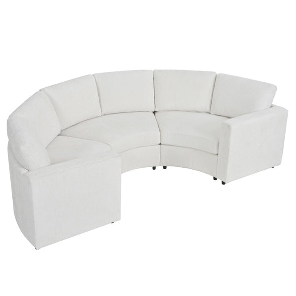 English Elm Curved Chenille Modular Sectional Six Seat Semi Circular Sofa for Modern Living Rooms WY000557AAA