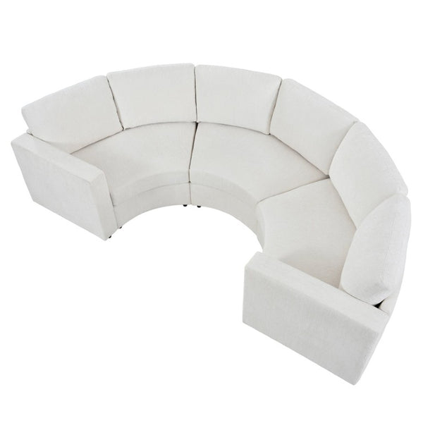 English Elm Curved Chenille Modular Sectional Six Seat Semi Circular Sofa for Modern Living Rooms WY000557AAA