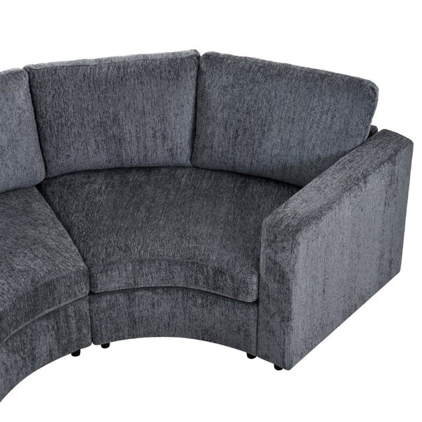 English Elm Curved Chenille Modular Sectional Six Seat Semi Circle Sofa for Living Room WY000557AAE