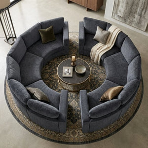 English Elm Curved Chenille Modular Sectional Six Seat Semi Circle Sofa for Living Room WY000557AAE