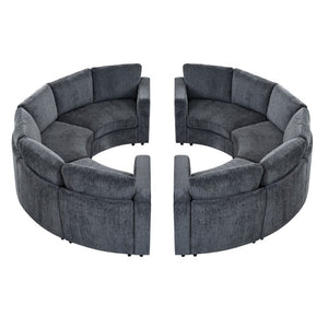 English Elm Curved Chenille Modular Sectional Six Seat Semi Circle Sofa for Living Room WY000557AAE