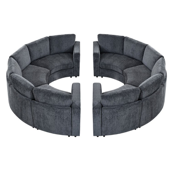 English Elm Curved Chenille Modular Sectional Six Seat Semi Circle Sofa for Living Room WY000557AAE