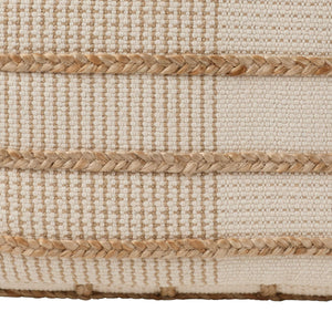 Jaipur Living Vibe by Jaipur Living Remsen Cotton Jute Striped Cylinder Pouf for Modern Interiors ACF100002