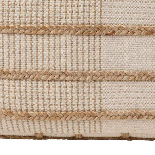 Jaipur Living Vibe by Jaipur Living Remsen Cotton Jute Striped Cylinder Pouf for Modern Interiors ACF100002