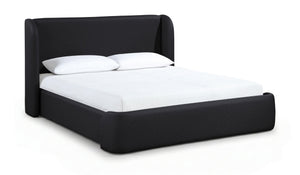 Meridian Furniture Warby Winged Headboard Vegan Leather Platform Full Bed for Modern Contemporary Bedrooms Black WarbyBlack-F
