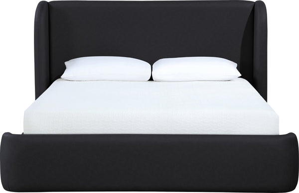 Meridian Furniture Warby Vegan Leather King Platform Bed with Winged Headboard for Modern Bedroom Decor Black WarbyBlack-K