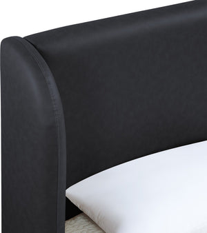Meridian Furniture Warby Vegan Leather King Platform Bed with Winged Headboard for Modern Bedroom Decor Black WarbyBlack-K