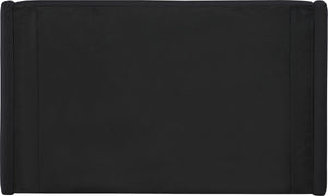 Meridian Furniture Warby Queen Platform Bed Winged Headboard Vegan Leather Upholstered Modern Bedroom Frame Black WarbyBlack-Q