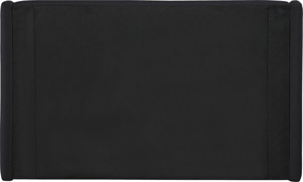 Meridian Furniture Warby Queen Platform Bed Winged Headboard Vegan Leather Upholstered Modern Bedroom Frame Black WarbyBlack-Q