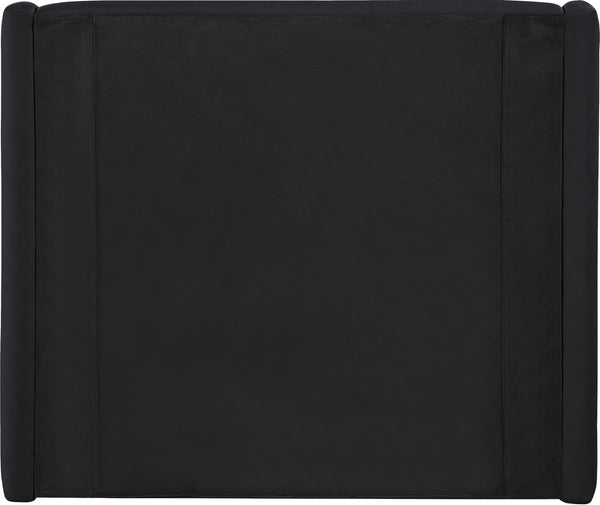 Meridian Furniture Warby Twin Platform Bed Winged Headboard Vegan Leather Upholstered Frame Modern Bedroom Black WarbyBlack-T