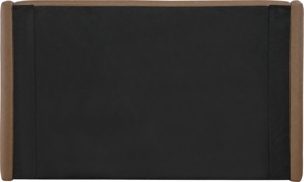 Meridian Furniture Warby Winged Headboard Vegan Leather Platform Full Bed for Modern Contemporary Bedrooms Brown WarbyBrown-F