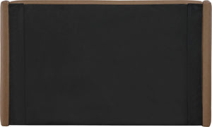 Meridian Furniture Warby Queen Platform Bed Winged Headboard Vegan Leather Upholstered Modern Bedroom Frame Brown WarbyBrown-Q