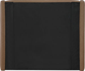 Meridian Furniture Warby Twin Platform Bed Winged Headboard Vegan Leather Upholstered Frame Modern Bedroom Brown WarbyBrown-T