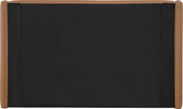 Meridian Furniture Warby Vegan Leather King Platform Bed with Winged Headboard for Modern Bedroom Decor Cognac WarbyCognac-K