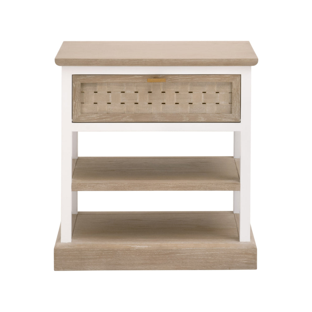 Essentials for Living Weave 1-Drawer Side Table Smoke Gray Oak, White Painted Oak