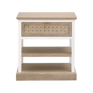 Essentials for Living Weave 1-Drawer Side Table Smoke Gray Oak, White Painted Oak