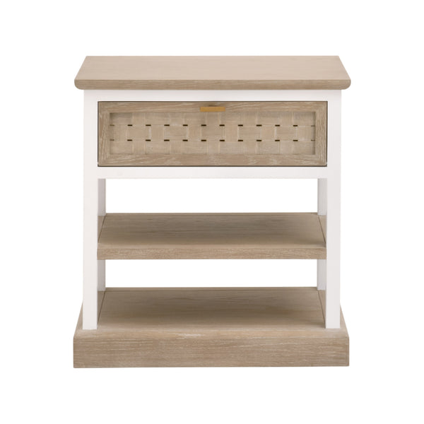 Essentials for Living Weave 1-Drawer Side Table Smoke Gray Oak, White Painted Oak