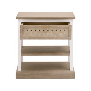 Essentials for Living Weave 1-Drawer Side Table Smoke Gray Oak, White Painted Oak