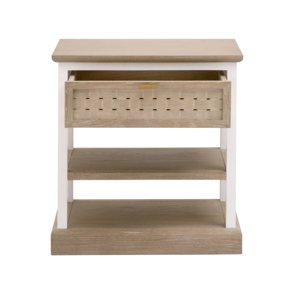 Essentials for Living Weave 1-Drawer Side Table Smoke Gray Oak, White Painted Oak