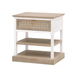 Essentials for Living Weave 1-Drawer Side Table Smoke Gray Oak, White Painted Oak