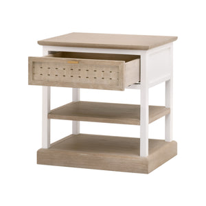 Essentials for Living Weave 1-Drawer Side Table Smoke Gray Oak, White Painted Oak