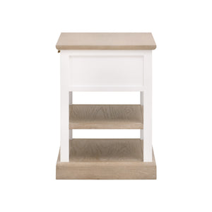 Essentials for Living Weave 1-Drawer Side Table Smoke Gray Oak, White Painted Oak
