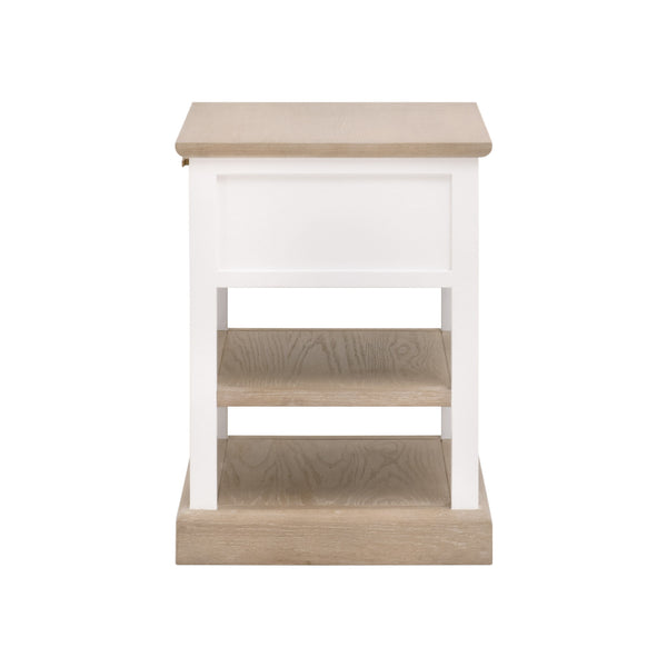Essentials for Living Weave 1-Drawer Side Table Smoke Gray Oak, White Painted Oak