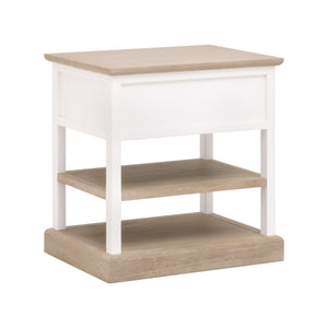 Essentials for Living Weave 1-Drawer Side Table Smoke Gray Oak, White Painted Oak